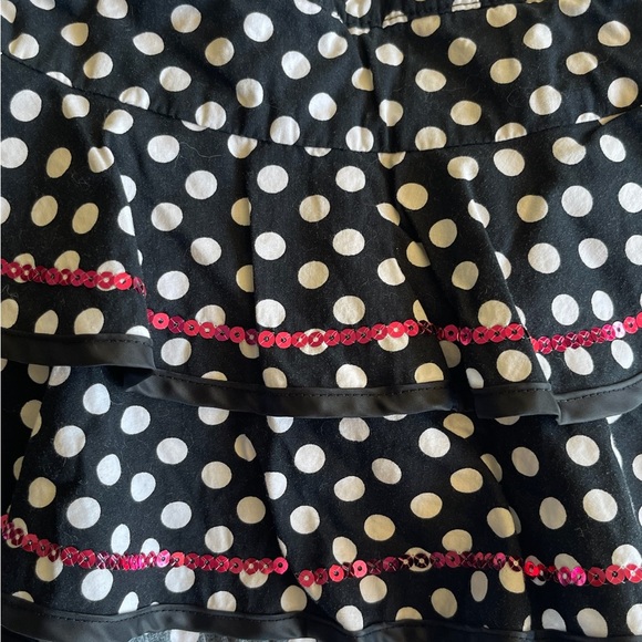 Disney 2T Ruffle skirt butt in shorts Black &  white polka dot pink sequin - Picture 4 of 5